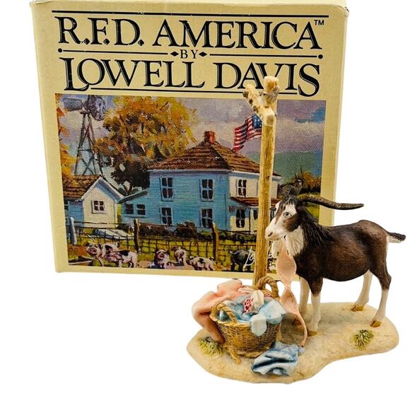Glutton For Punishment Lowell Davis Schmid RFD America Figurine Goat Clothesline - Picture 1 of 12